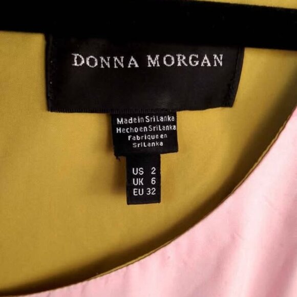 Donna Morgan | Midi Dress Short Sleeve Abstract Print in Blue Citronella| US 2 - Picture 7 of 7